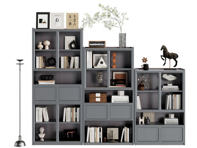 现代错落装饰书柜