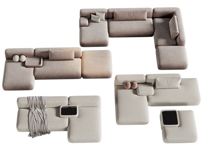 现代多人沙发3d模型 现代多人沙发