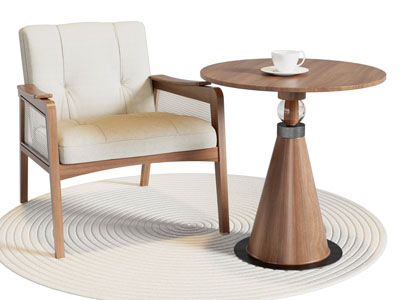 现代休闲椅子 边几