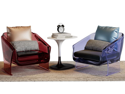 现代透明彩色亚克力休闲椅子 边几