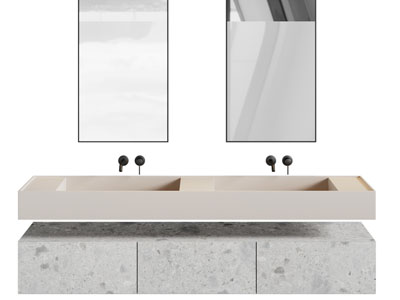 现代双盆洗手台 洗手池 镜子 浴室柜