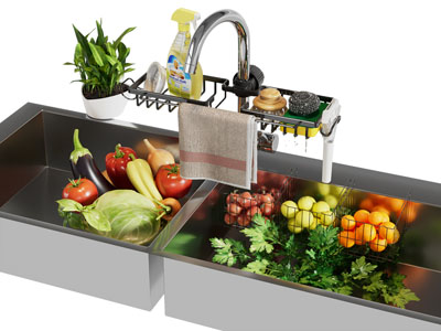 现代金属双盆洗菜盆 水果蔬菜