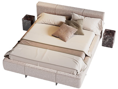 现代布艺双人床