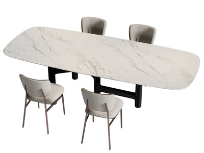 现代大理石餐桌椅组合3d模型 现代大理石餐桌椅组合