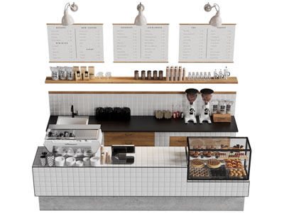 现代咖啡店吧台 操作台3d模型 现代咖啡店吧台 操作台