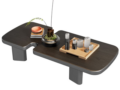 现代长方形茶几3d模型 现代长方形茶几