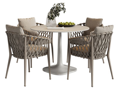 侘寂风户外休闲餐桌椅组合3d模型 侘寂风户外休闲餐桌椅组合