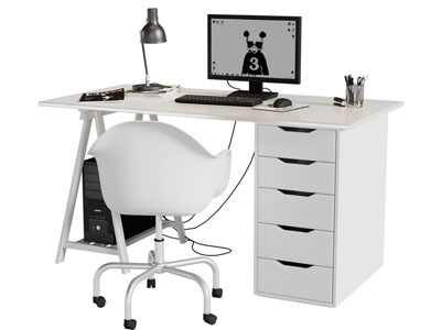 现代书桌椅组合3d模型 现代书桌椅组合