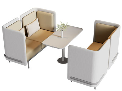 现代双人卡座餐桌椅组合3d模型 现代双人卡座餐桌椅组合