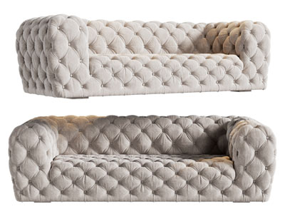 简欧奶油风软包多人沙发3d模型 简欧奶油风软包多人沙发