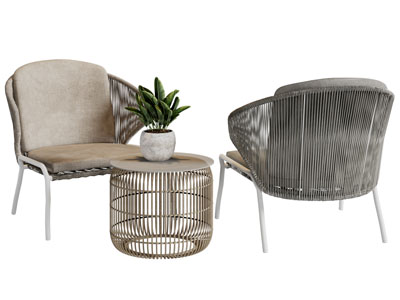 现代休闲椅子 边几