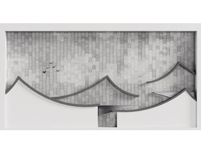 新中式瓦片景观墙