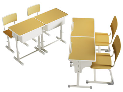 现代课桌 学生桌椅组合3d模型 现代课桌 学生桌椅组合