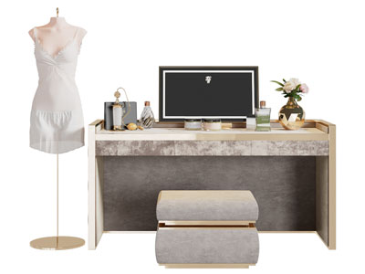 现代轻奢化妆 梳妆台3d模型 现代轻奢化妆 梳妆台