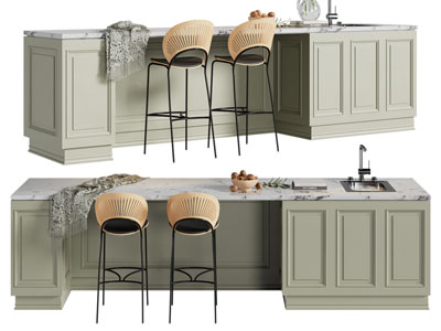 美式吧台吧椅3d模型 美式吧台吧椅