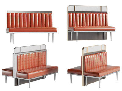 现代双向卡座 多人沙发3d模型 现代双向卡座 多人沙发