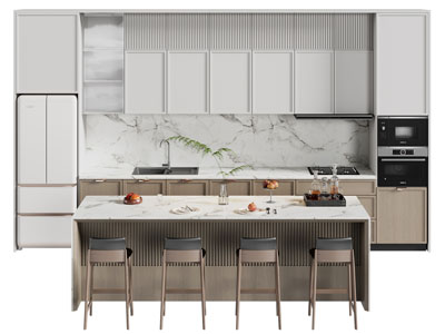现代整体橱柜 厨房中岛台3d模型 现代整体橱柜 厨房中岛台