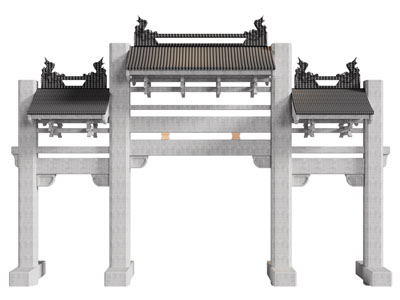 新中式仿古建筑 牌坊 大门