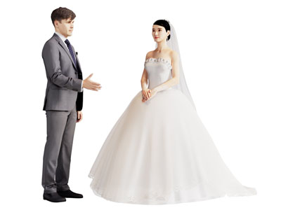 现代婚礼新娘 新郎 新人3d模型 现代婚礼新娘 新郎 新人