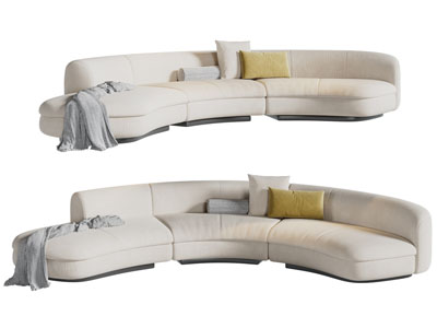 现代弧形多人沙发3d模型 现代弧形多人沙发