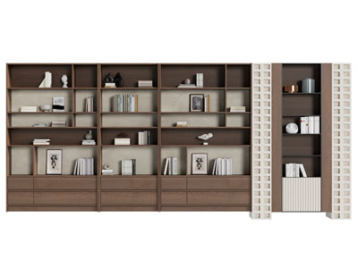 侘寂风中古书柜 装饰柜