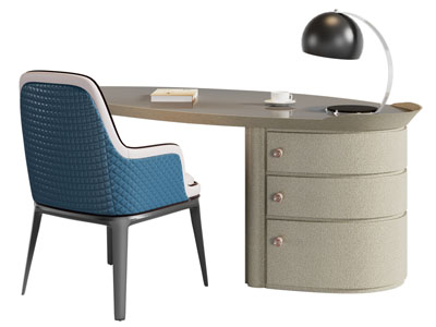 现代书桌椅组合3d模型 现代书桌椅组合