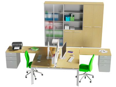 现代办公桌椅组合3d模型 现代办公桌椅组合