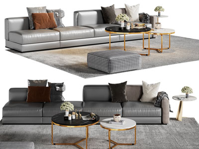 现代轻奢多人沙发 茶几组合
