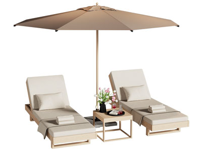 现代户外遮阳伞 躺椅