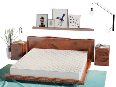 现代中古风双人床 床头柜