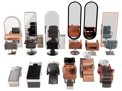 现代理发椅 洗头椅 理发店素材 理发店洗头床3d模型 现代理发椅 洗头椅 理发店素材 理发店洗头床