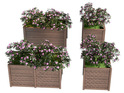 现代户外花箱 花卉盆景盆栽植物3d模型 现代户外花箱 花卉盆景盆栽植物