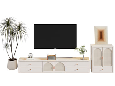 现代奶油风电视柜 边柜