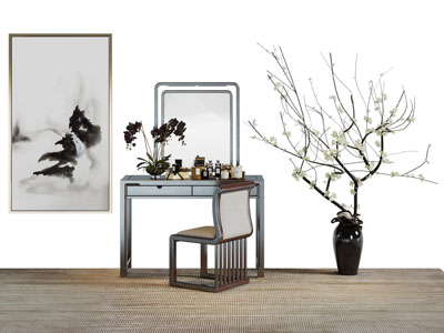 新中式化妆 梳妆台3d模型 新中式化妆 梳妆台