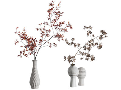 现代陶瓷花瓶花卉3d模型 现代陶瓷花瓶花卉