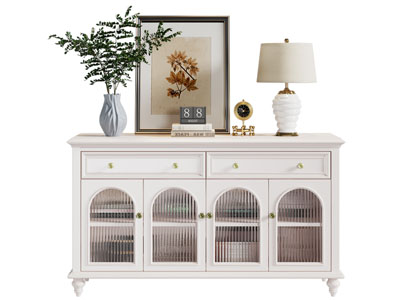 美式奶油风玻璃柜门玄关柜 边柜3d模型 美式奶油风玻璃柜门玄关柜 边柜