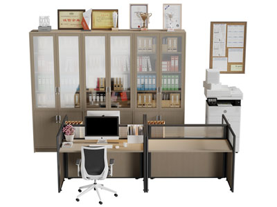 现代办公桌椅组合 文件柜3d模型 现代办公桌椅组合 文件柜