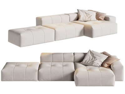 现代奶油风多人沙发3d模型 现代奶油风多人沙发