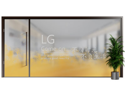现代玻璃办公隔断 平开门