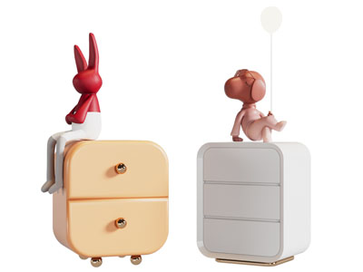 现代床头柜 雕塑摆件