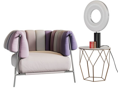 现代单人沙发 边几