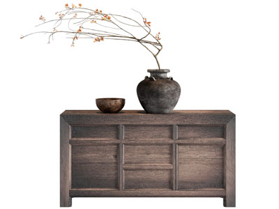 侘寂风玄关柜 边柜3d模型 侘寂风玄关柜 边柜