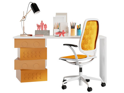 现代学生书桌椅组合3d模型 现代学生书桌椅组合