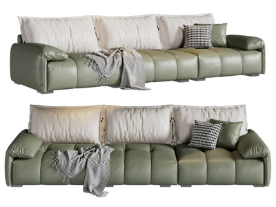 现代皮质多人沙发3d模型 现代皮质多人沙发