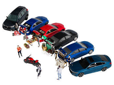 现代汽车售卖摊位 集市