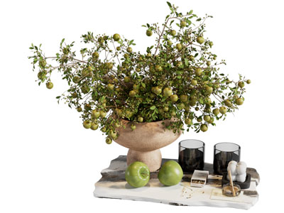 侘寂风花瓶花卉 玻璃杯子 摆件组合3d模型 侘寂风花瓶花卉 玻璃杯子 摆件组合