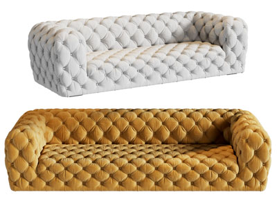 现代软包多人沙发3d模型 现代软包多人沙发