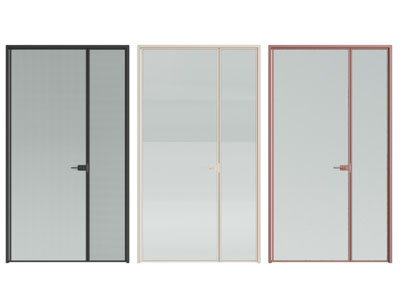 现代玻璃子母门 平开门