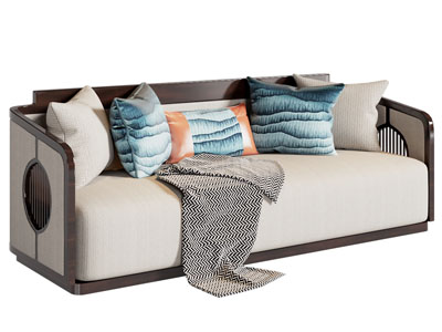 新中式多人沙发3d模型 新中式多人沙发