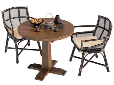 侘寂风中古风餐桌椅组合3d模型 侘寂风中古风餐桌椅组合